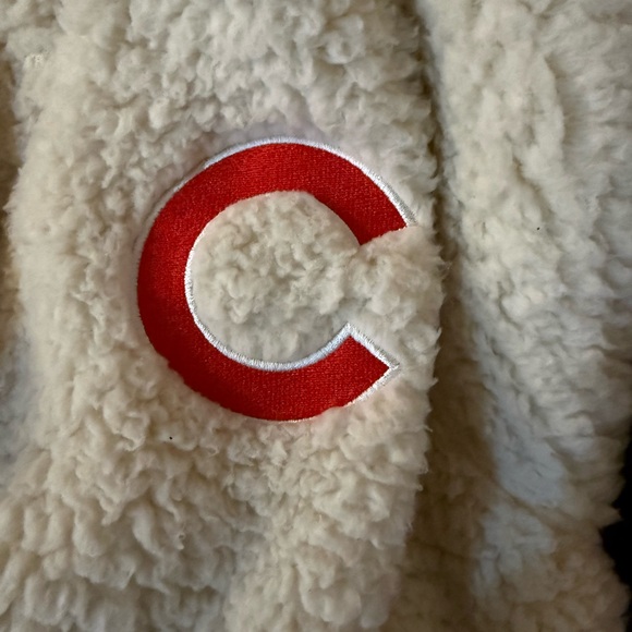 Chicago Cubs WEAR by Erin Andrews Women's Sherpa Quarter-Zip Hoodie - Cream - Picture 3 of 10